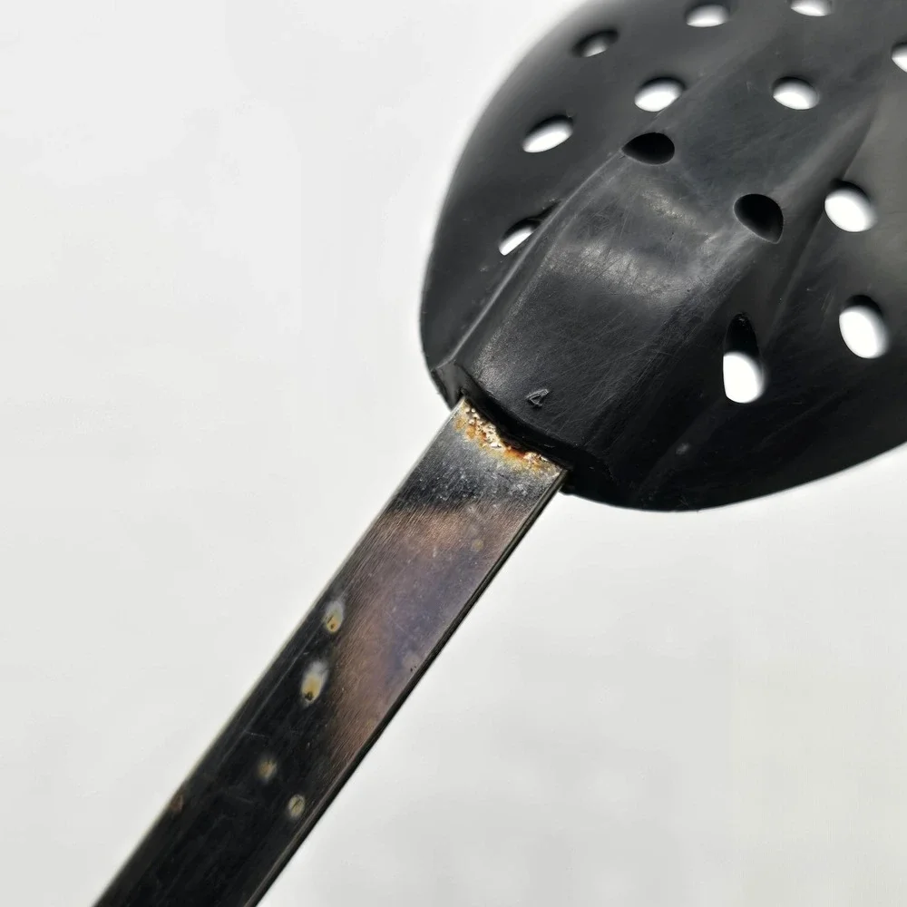 Vintage Bonny USA Slotted Serving Spoon Nylon Plastic Black w/White Handle